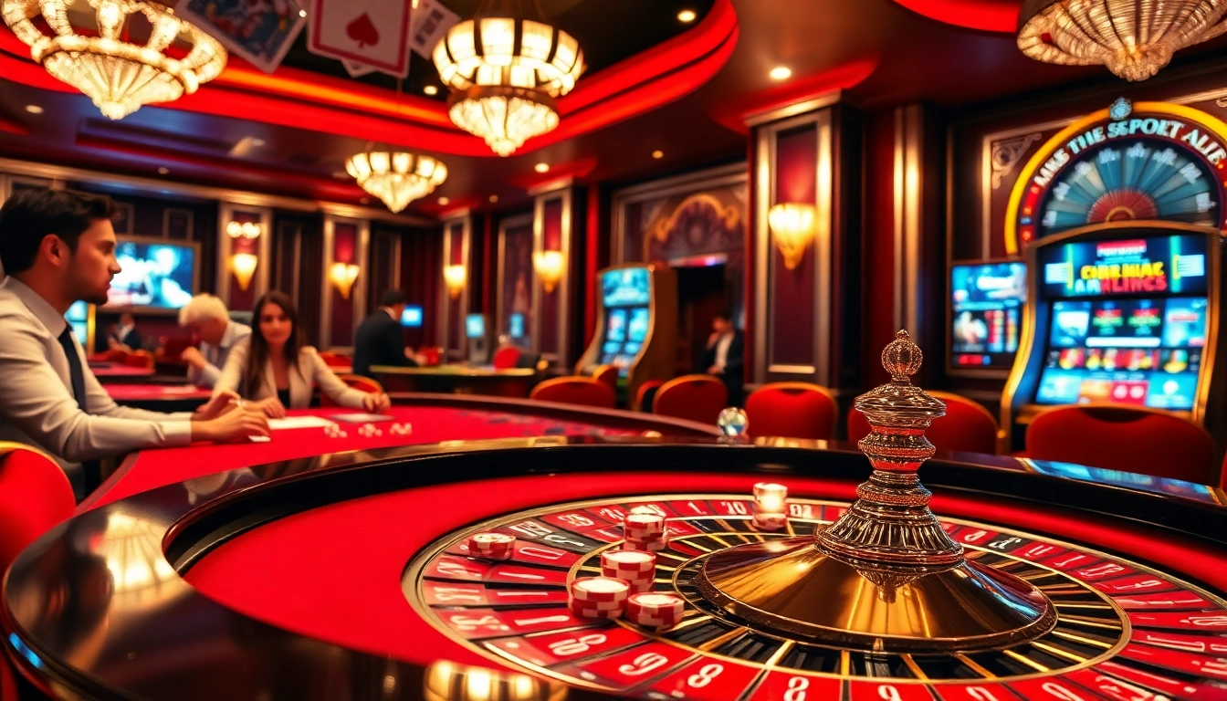 Gambling excitement at a luxury casino with roulette and poker, featuring newphim's latest film display.