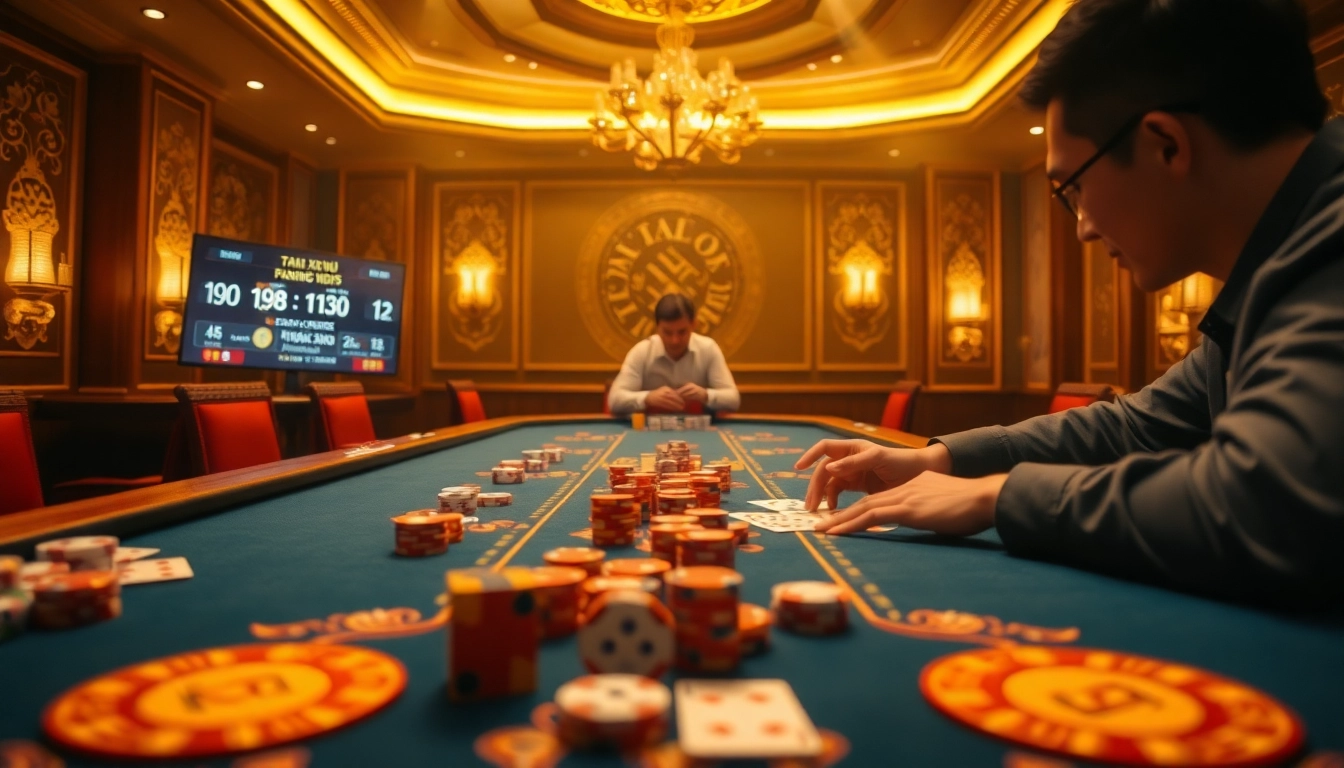 Tài xỉu MD5 betting scene with chips and dice showcasing excitement and transparency