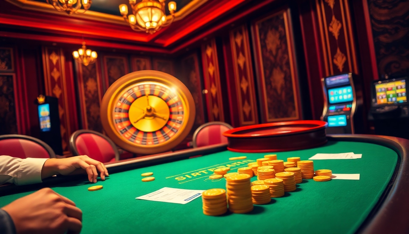 Players placing bets and enjoying the thrill of poker at https://lodetructuyen.us/ casino table surrounded by elegant decor.