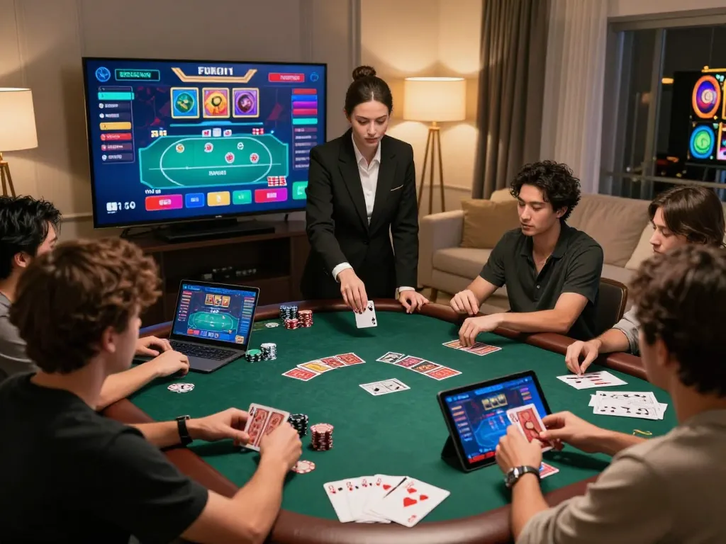Engaging in an online poker game at WW88 with players focused and a professional dealer visible on-screen.