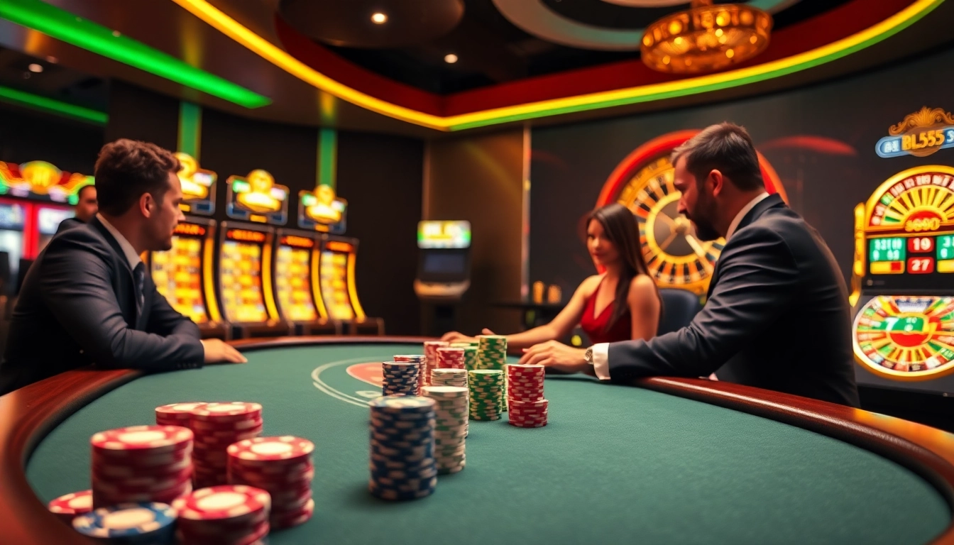 Người chơi tận hưởng một trò chơi poker sôi động tại casino trực tuyến BL555, đắm chìm trong những cược hấp dẫn.