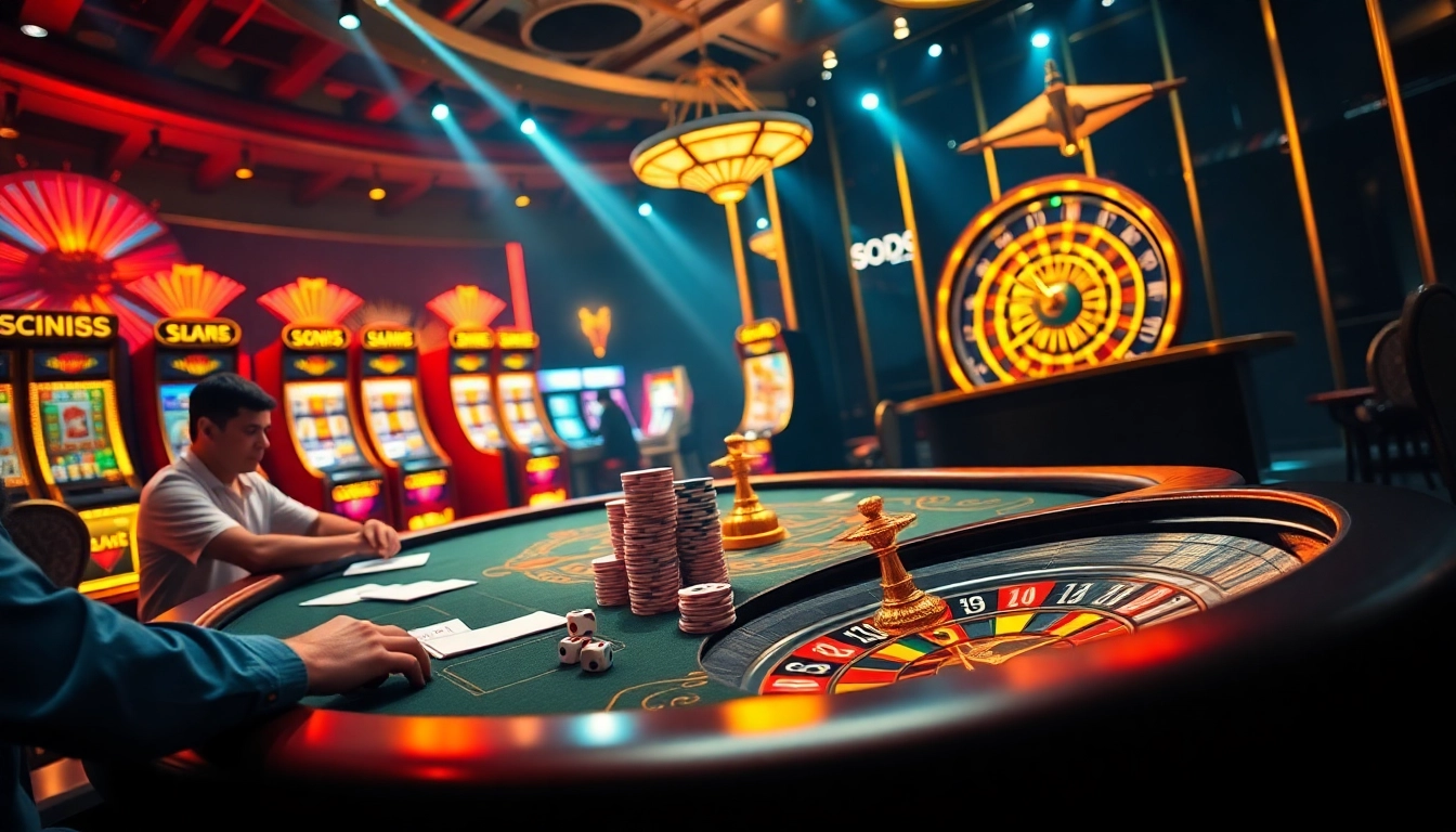 Engaging scene of SODO Casino with players focused on poker, showcasing excitement in gambling.
