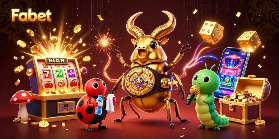 Experience excitement with Fabet's dynamic slot gaming scene filled with vibrant characters and casino elements