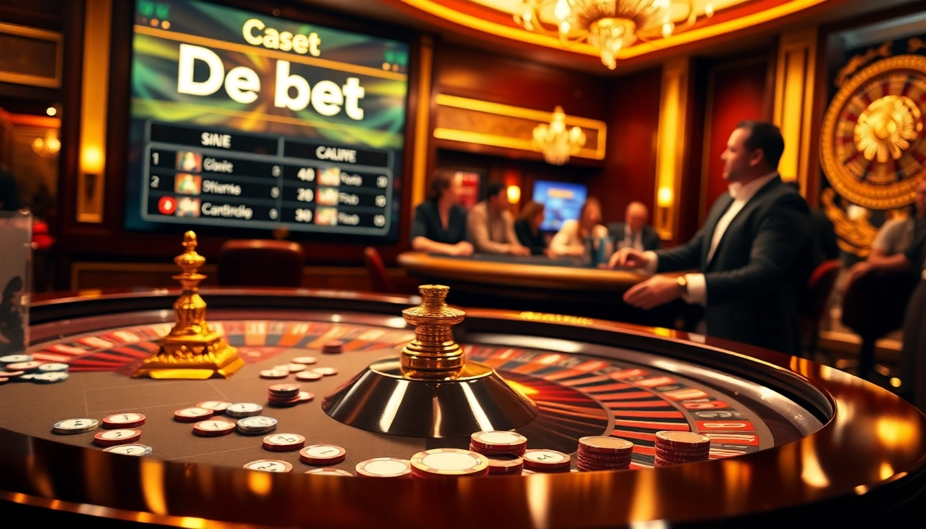 Engaging casino action with De bet betting table showcasing roulette and chips.