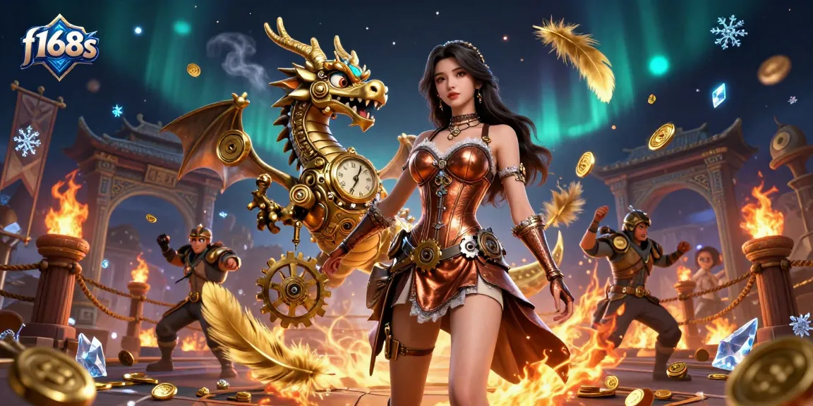 Experience thrilling casino adventures with f168s, featuring a steampunk theme, 3D characters, and dynamic gambling elements.