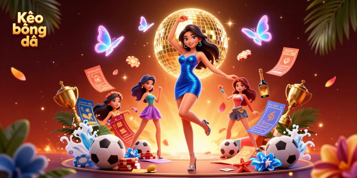 Kèo bóng đá highlights vibrant sports betting with energetic characters and dynamic elements.