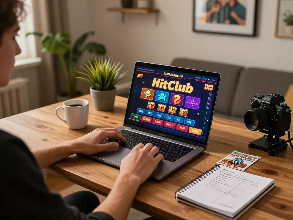 Engaging gameplay experience at Hitclub casino on a sleek laptop with warm ambiance