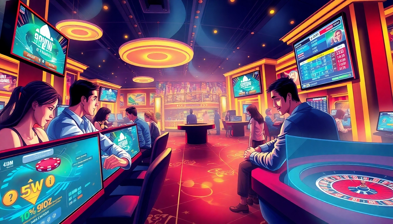 Exciting scene of online gaming at 69VN.COM, showcasing dynamic casino action and vibrant atmosphere.